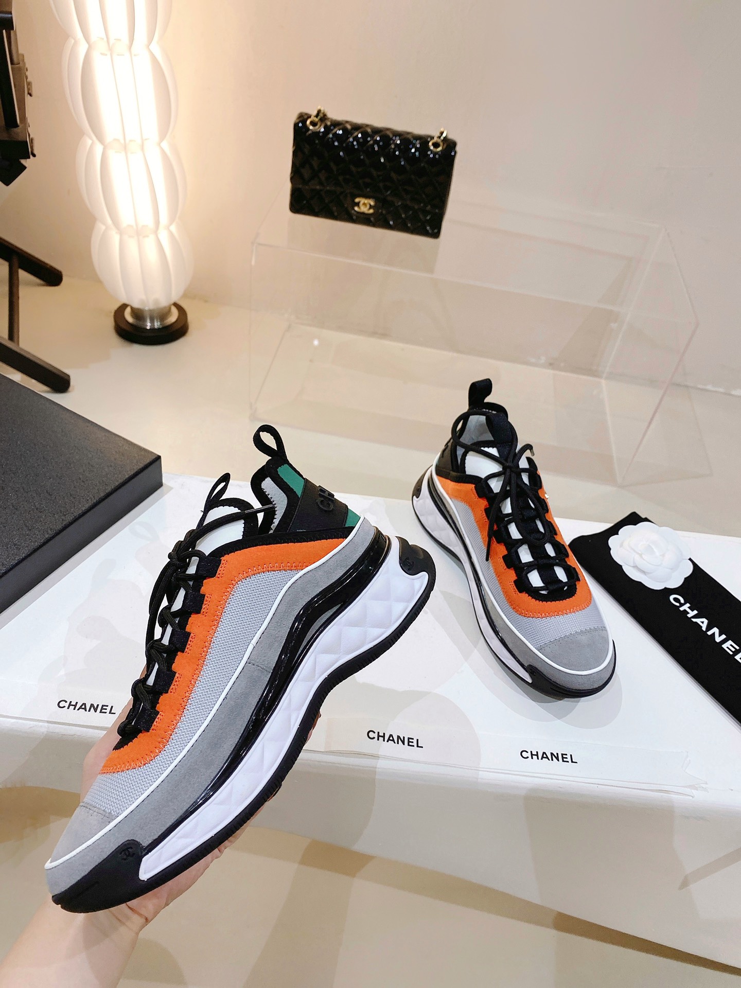 CHANEL WOMEn's Sneakers Orange And Green For Women - Soul Replicas