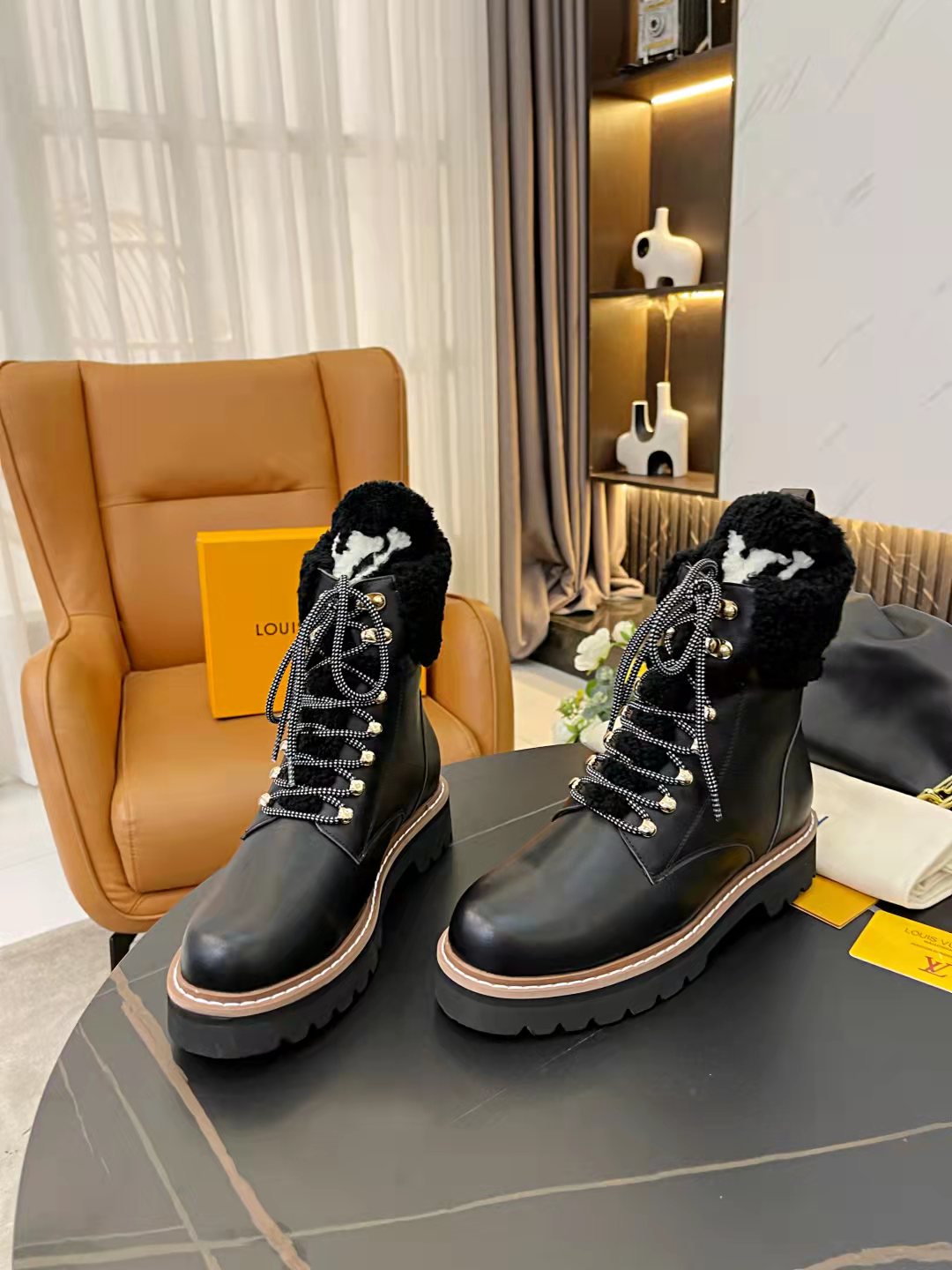 Louis Vuitton Women's Territory Flat Military Boot Black For Women LV - Soul Replicas