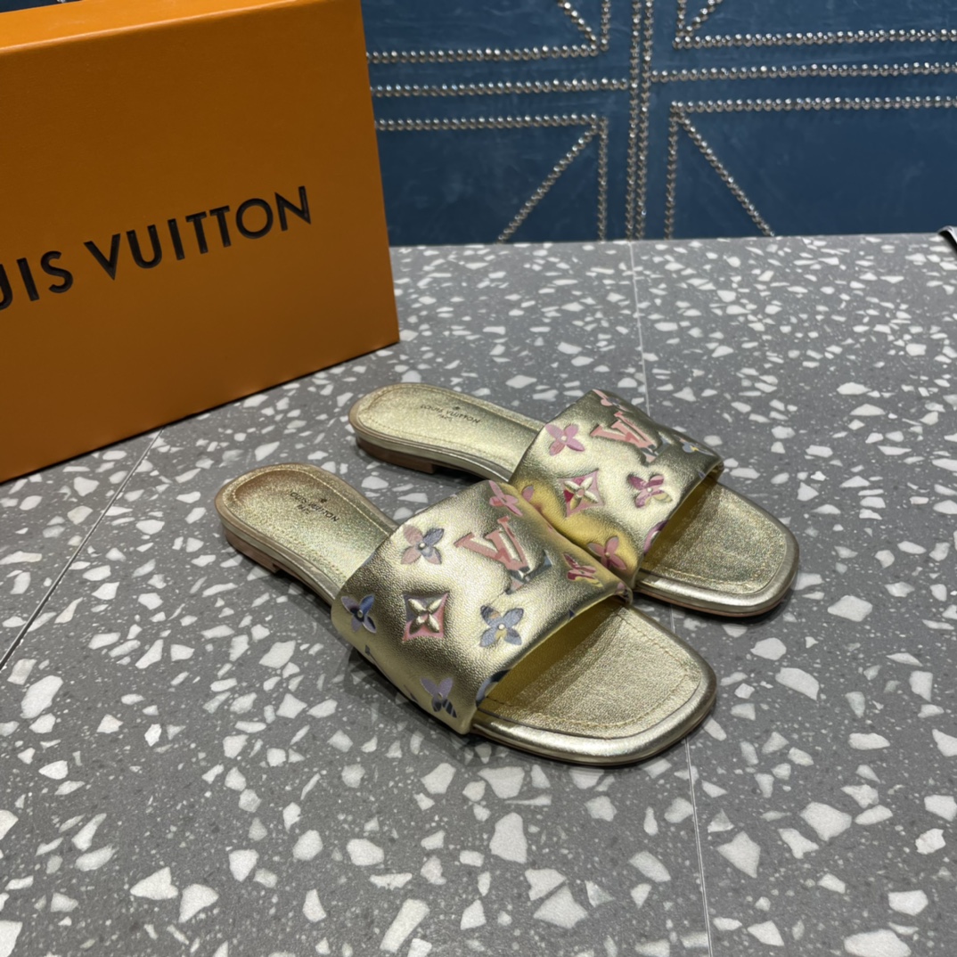 Louis Vuitton Women's Revival Flat Mule Gold For Women LV - Soul Replicas