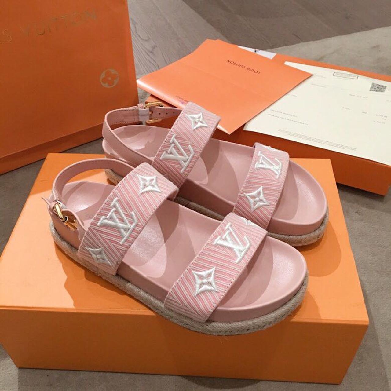 Louis Vuitton Casual Sandals Monogram Reverse Canvas Spring/Summer Collection Light Pink - Soul Replicas