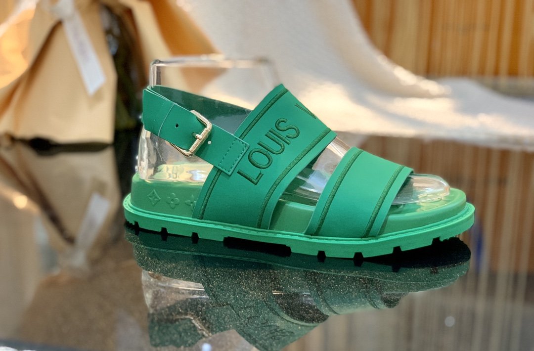 Louis Vuitton Women's Paseo flat Comfort Sandal Green For Women LV - Soul Replicas