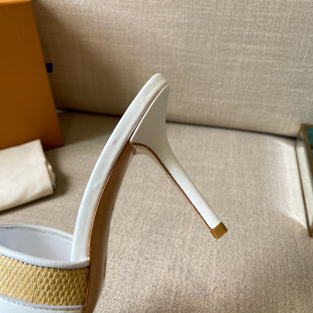 Louis Vuitton Women's Lock It Mule White For Women LV 3.7in/9.5cm - Soul Replicas