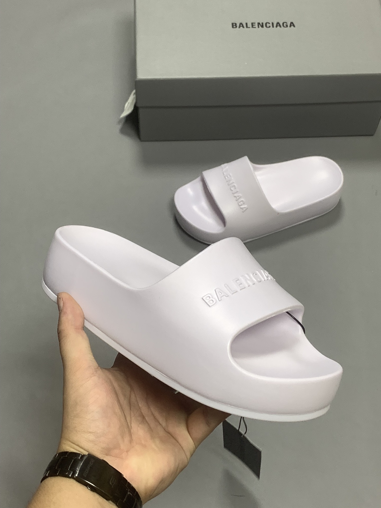 Balenciaga Pool Slide Sandal Light Purple For Women - Soul Replicas