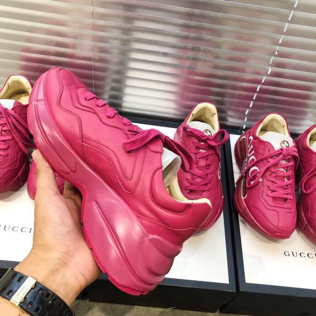 Gucci Women's Rhyton Gucci Logo Sneaker Pink For Women Gucci - Soul Replicas