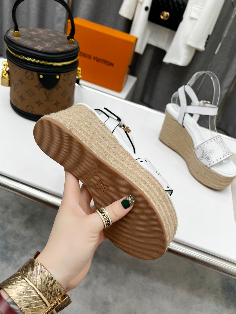 Louis Vuitton Women's Starboard Wedge Sandal White For Women LV 1A9PKT - Soul Replicas