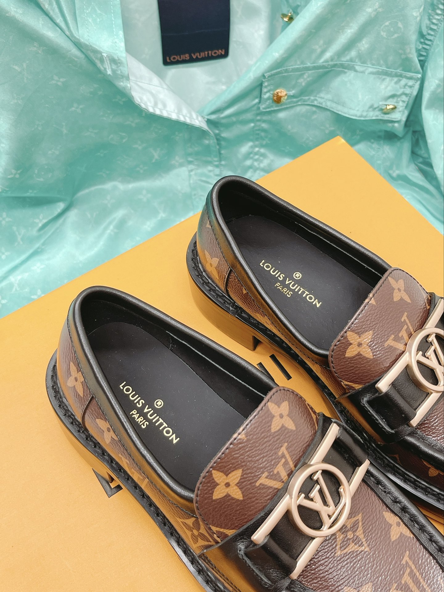 Louis Vuitton Women's Academy Loafer Gold Toned Hardware Brown For Women LV - Soul Replicas