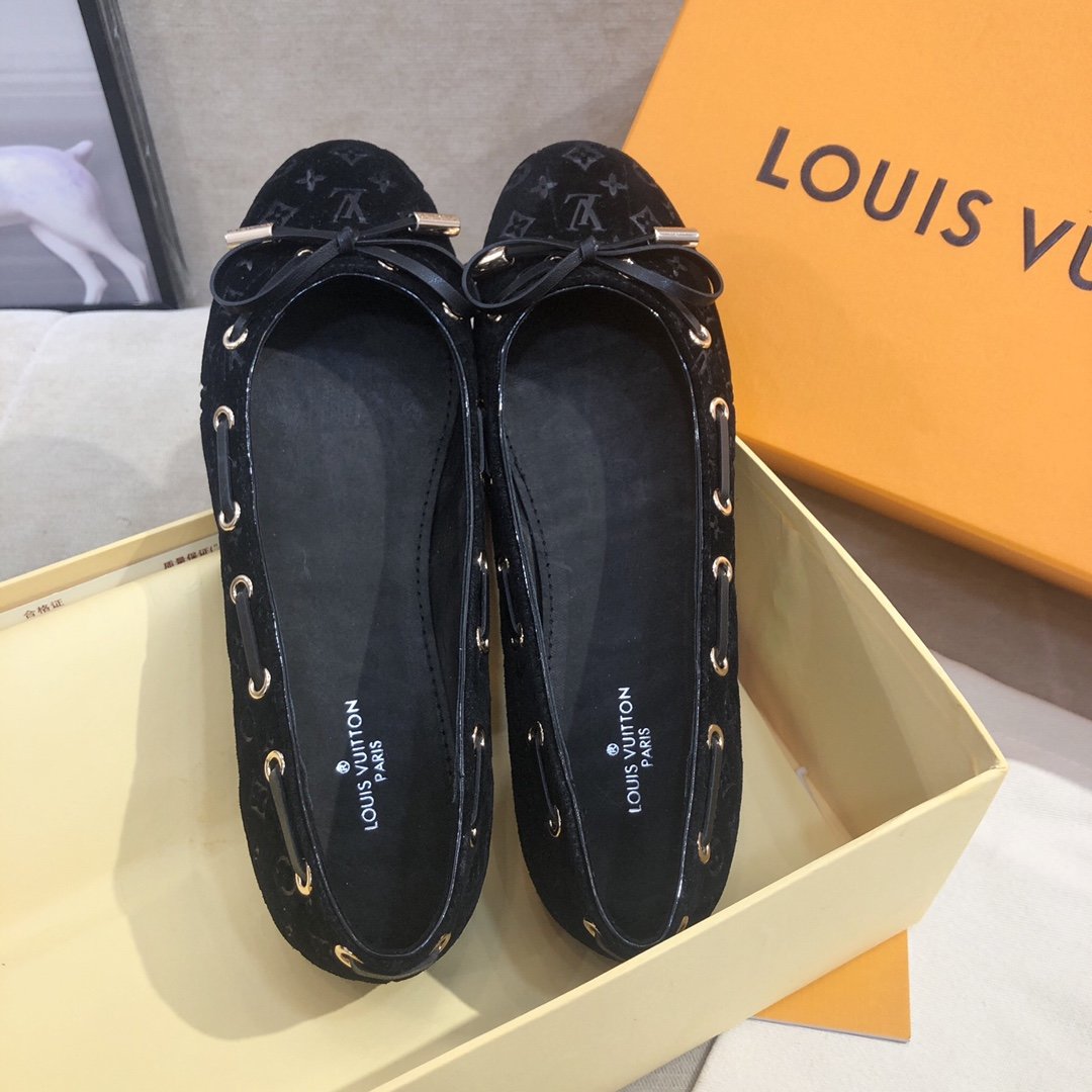 Louis Vuitton Gloria Flat Loafer Patent Monogram Material Black For Women LV - Soul Replicas
