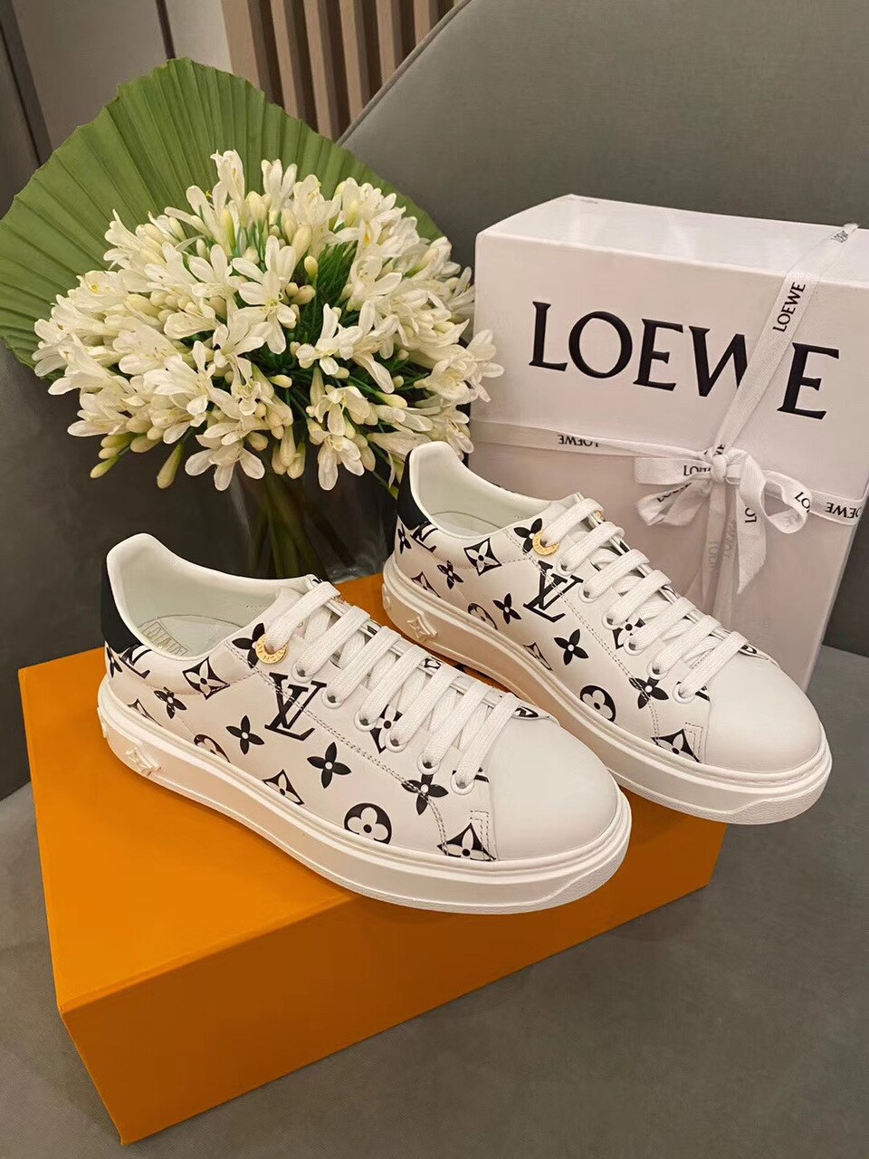 Louis Vuitton Time Out Sneakers White/Black For Women LV - Soul Replicas