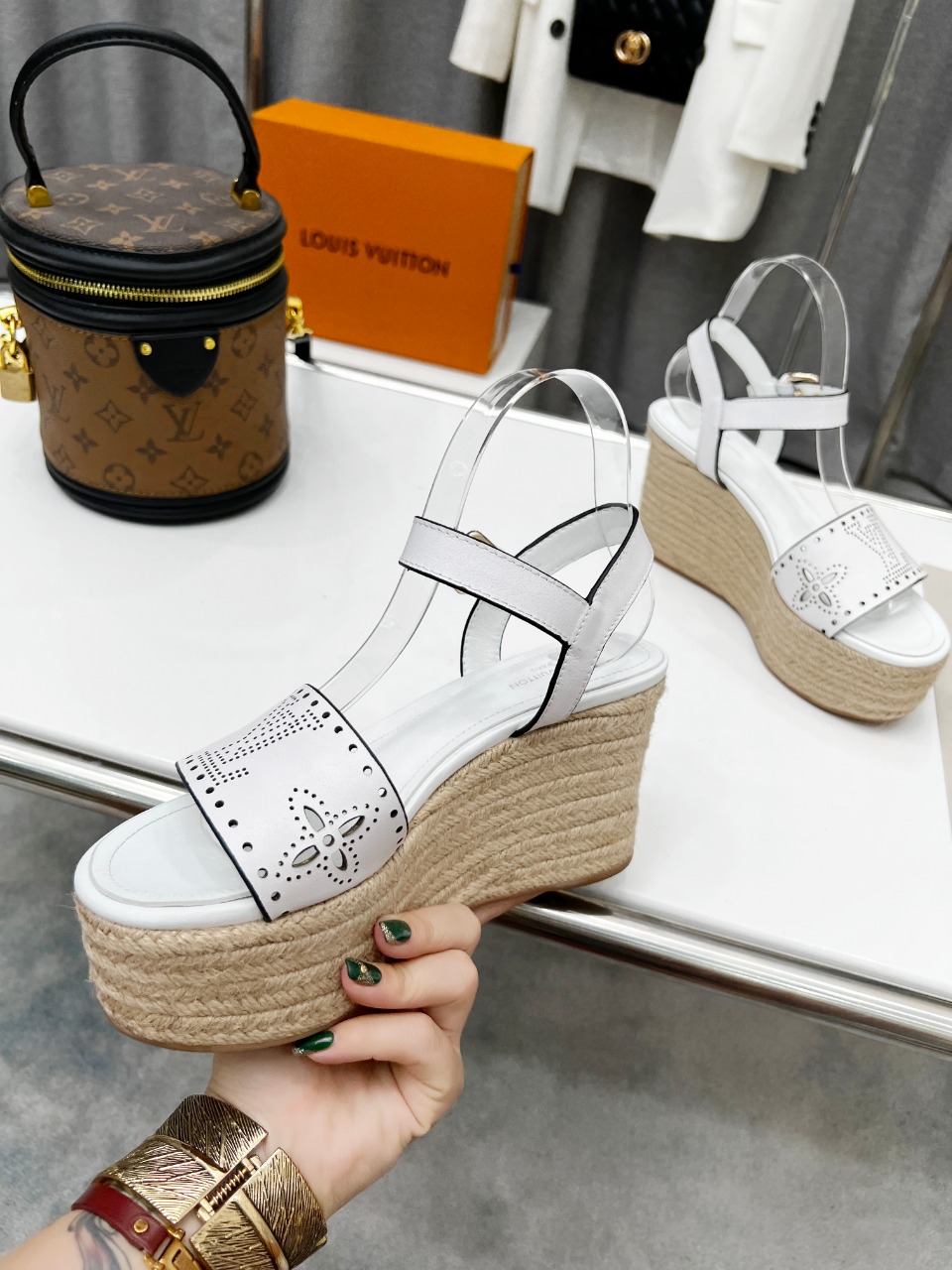 Louis Vuitton Women's Starboard Wedge Sandal White For Women LV 1A9PKT - Soul Replicas