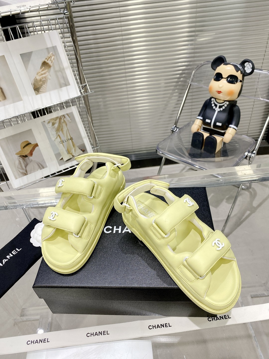 Chanel Women's Sandals With Chanel Logo Yellow For Women - Soul Replicas