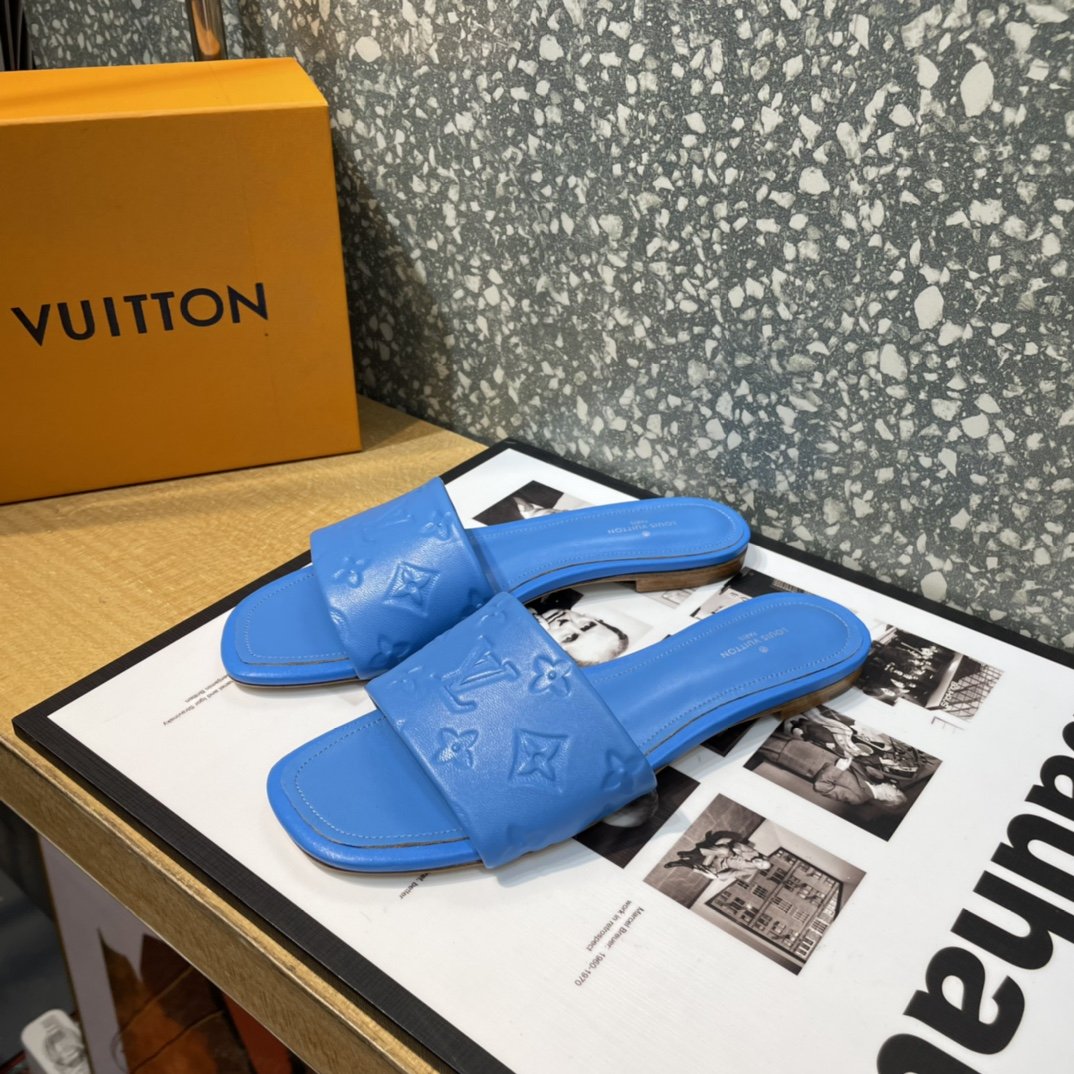 Louis Vuitton Women's Revival Flat Mule Blue For Women LV 1A9P6H - Soul Replicas