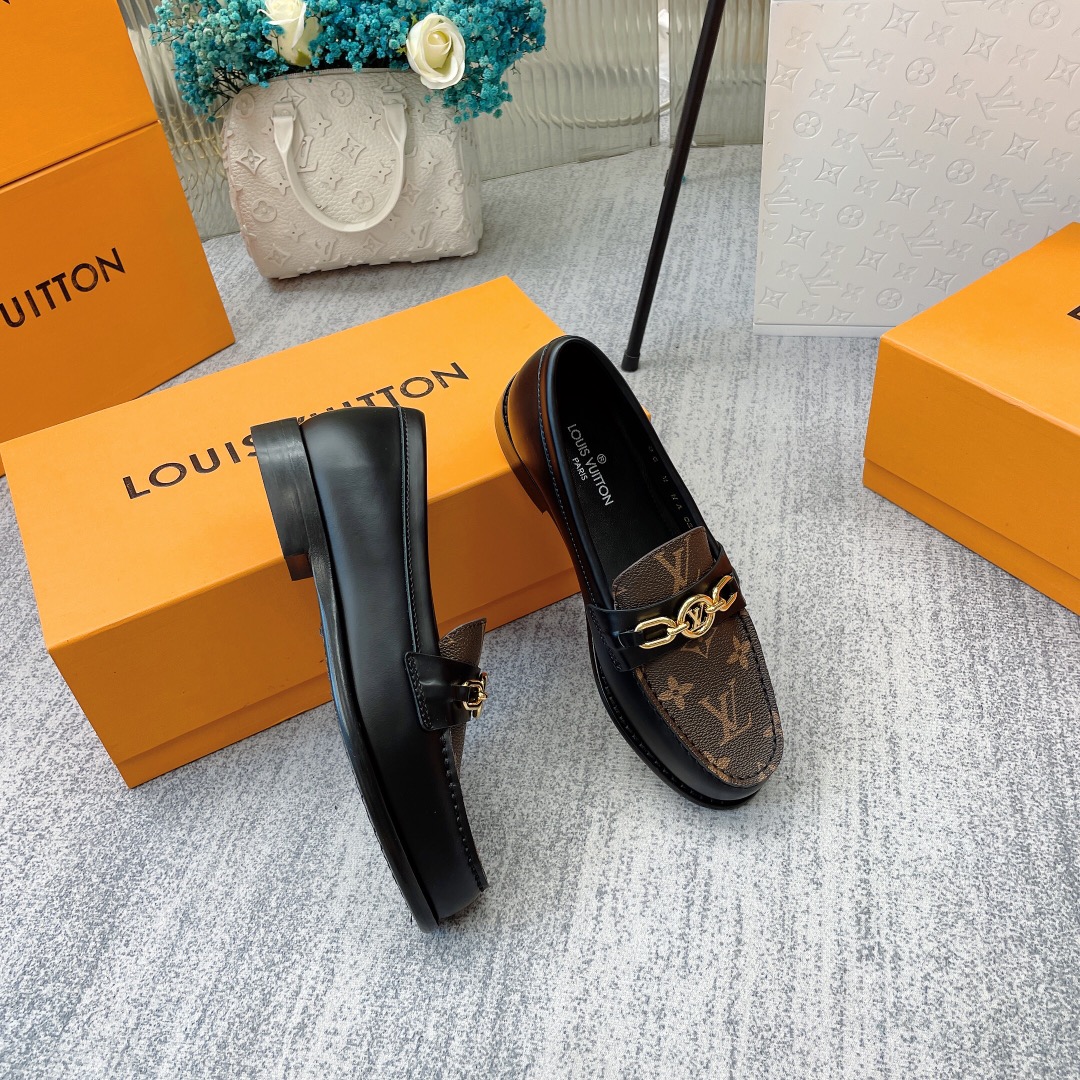 Louis Vuitton Women's Chess Flat Loafe Black And Brown For Women LV - Soul Replicas