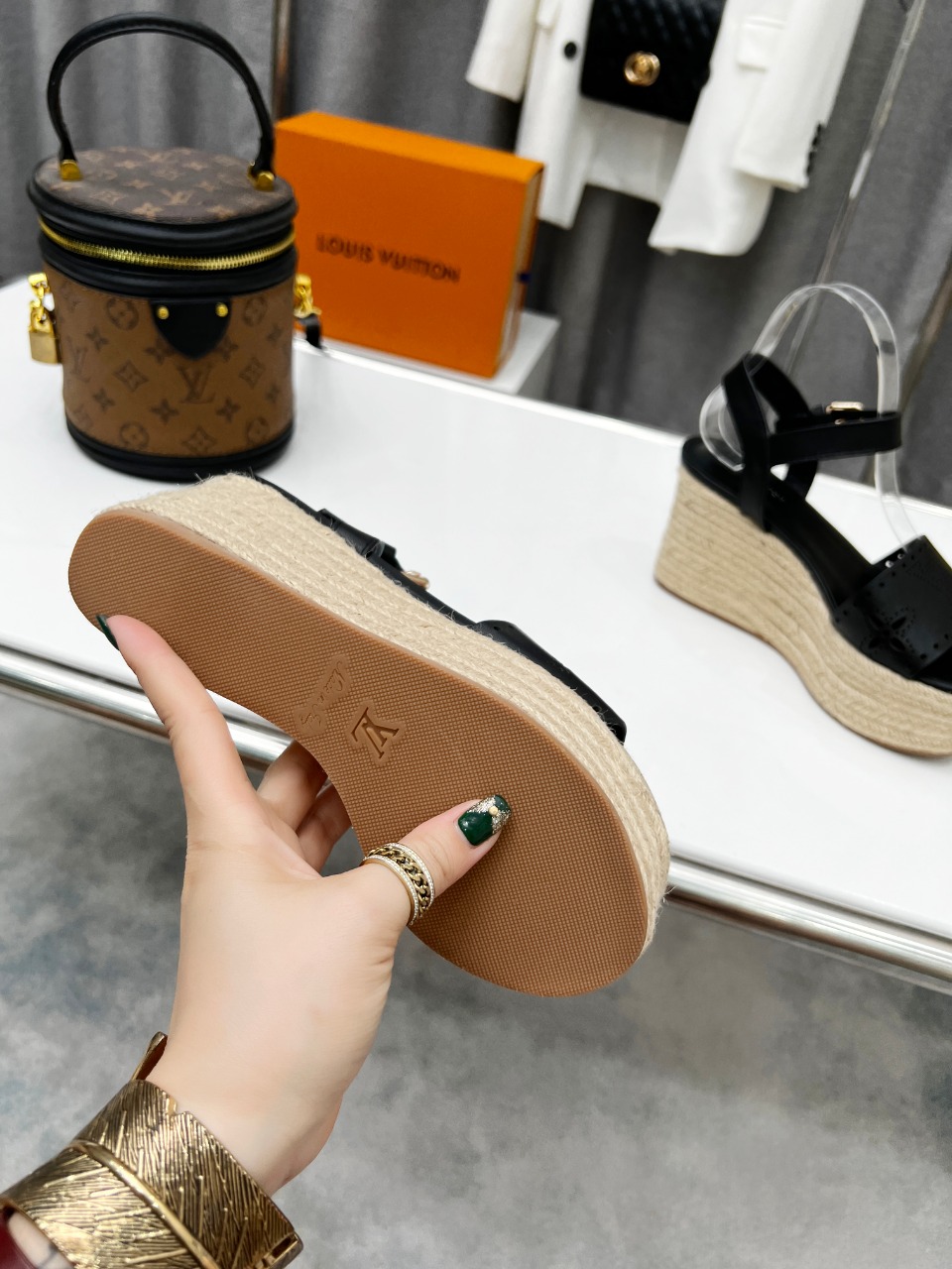 Louis Vuitton Women's Starboard Wedge Sandal Black For Women LV - Soul Replicas