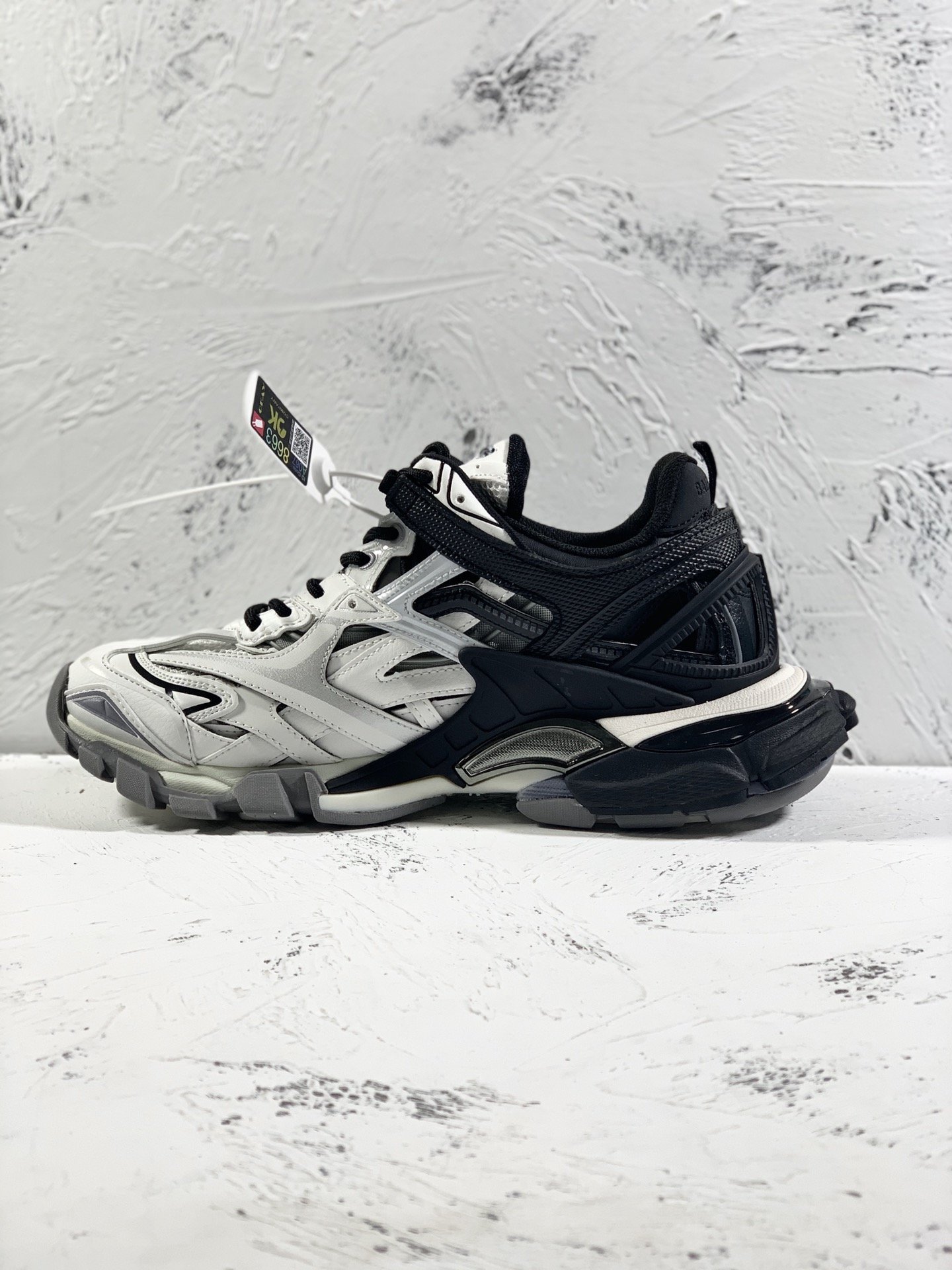 Balenciaga Track.2 Clear Sole Trainers Black/White For Women - Soul Replicas
