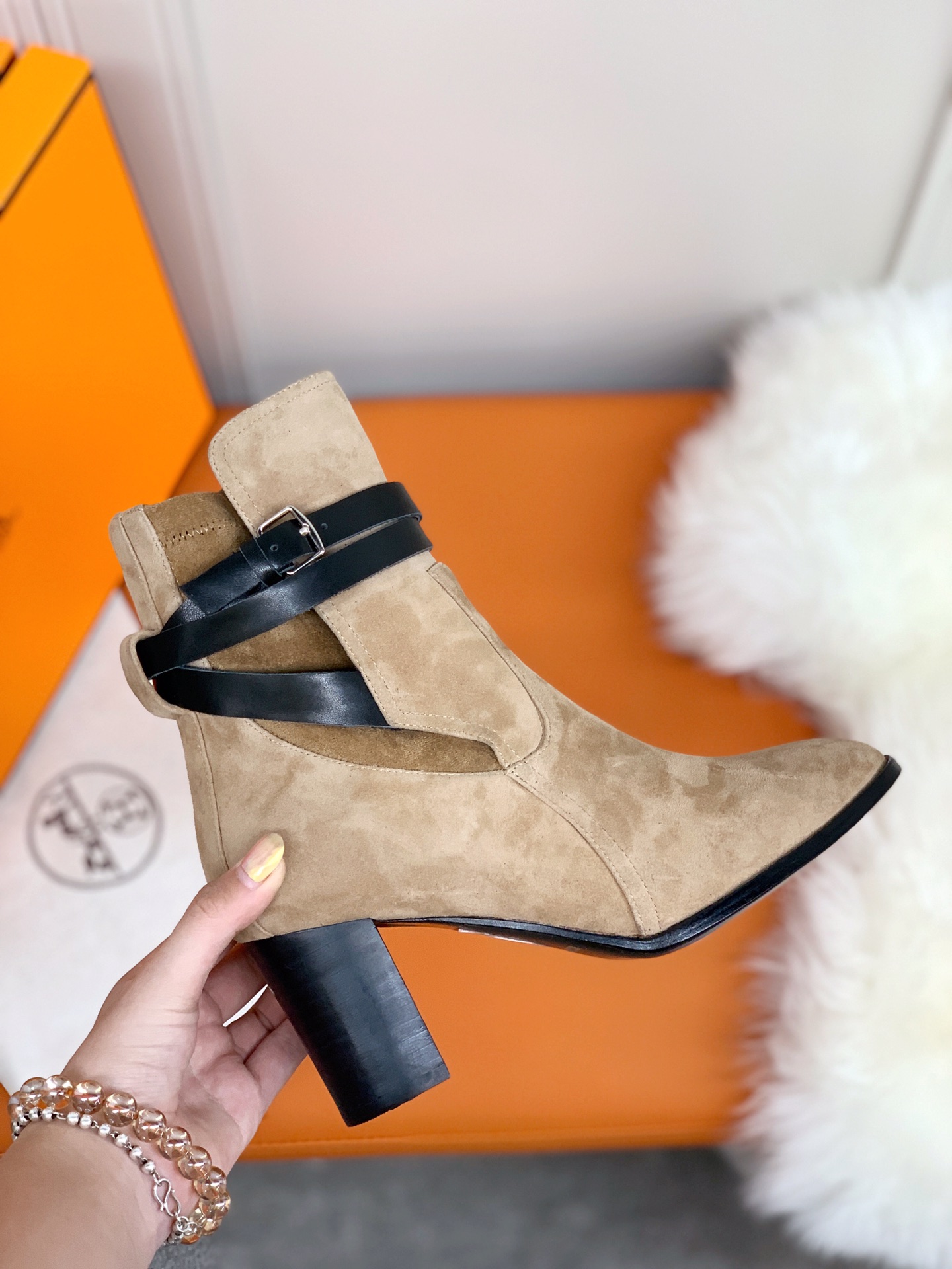 Hermes Frenchie 70 Ankle Boot Beige For Women 2.8in/7cm. - Soul Replicas