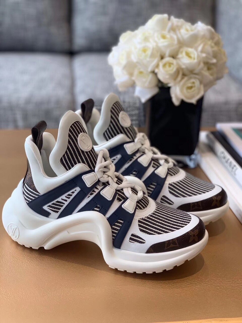 Louis Vuitton Archlight Sneakers Calfskin Leather Fall/Winter Collection White/Black/Brown - Soul Replicas