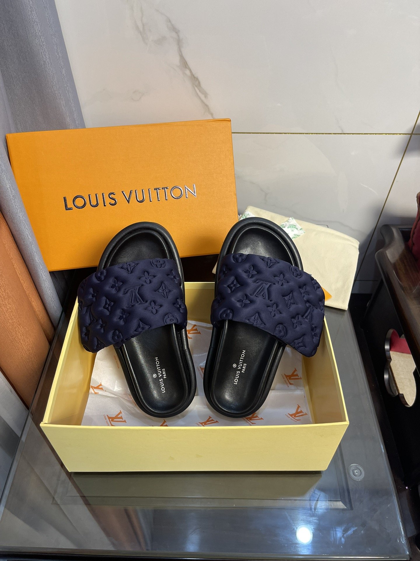 Louis Vuitton Women's Pool Pillow Comfort Mule Dark Blue For Women LV - Soul Replicas