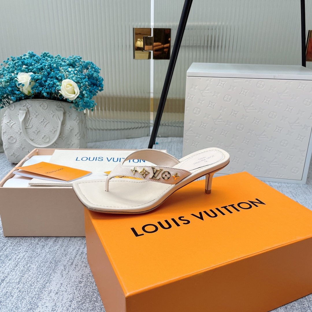 Louis Vuitton Women's Signature Thong Beige For Women LV - Soul Replicas