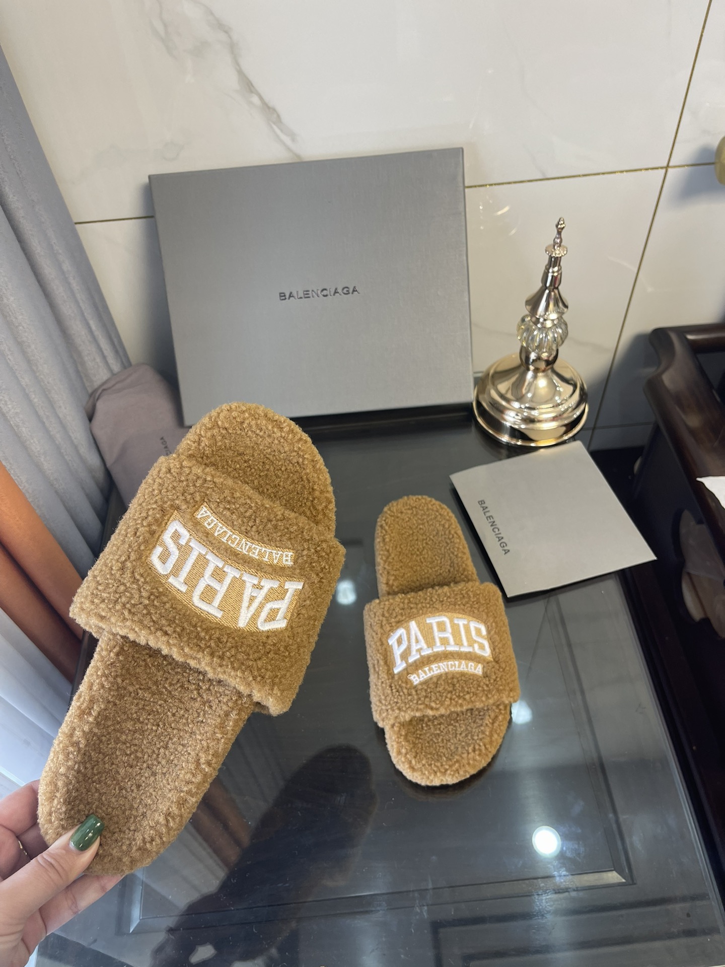 Balenciaga Furry Slide Sandal Brown For Women - Soul Replicas