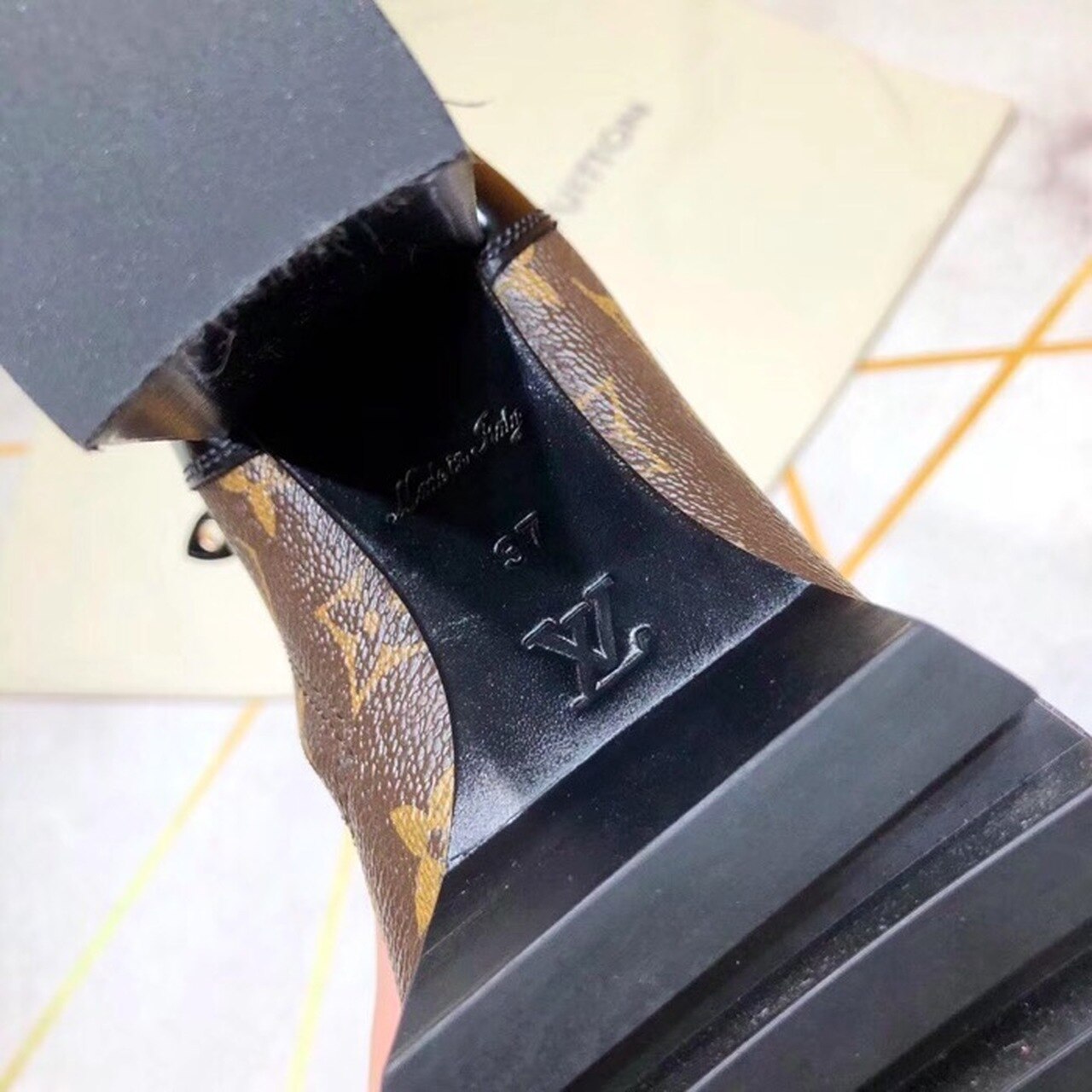 Louis Vuitton Star Trail Ankle Boot Patent Monogram Material Black For Women LV 1A2Y7P - Soul Replicas