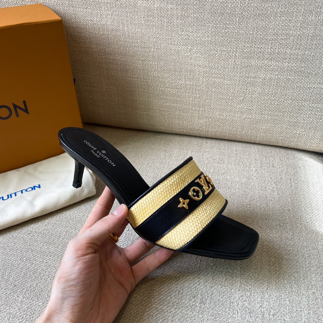 Louis Vuitton Women's Lock It Mule Black For Women LV 2.2in/5.5cm - Soul Replicas