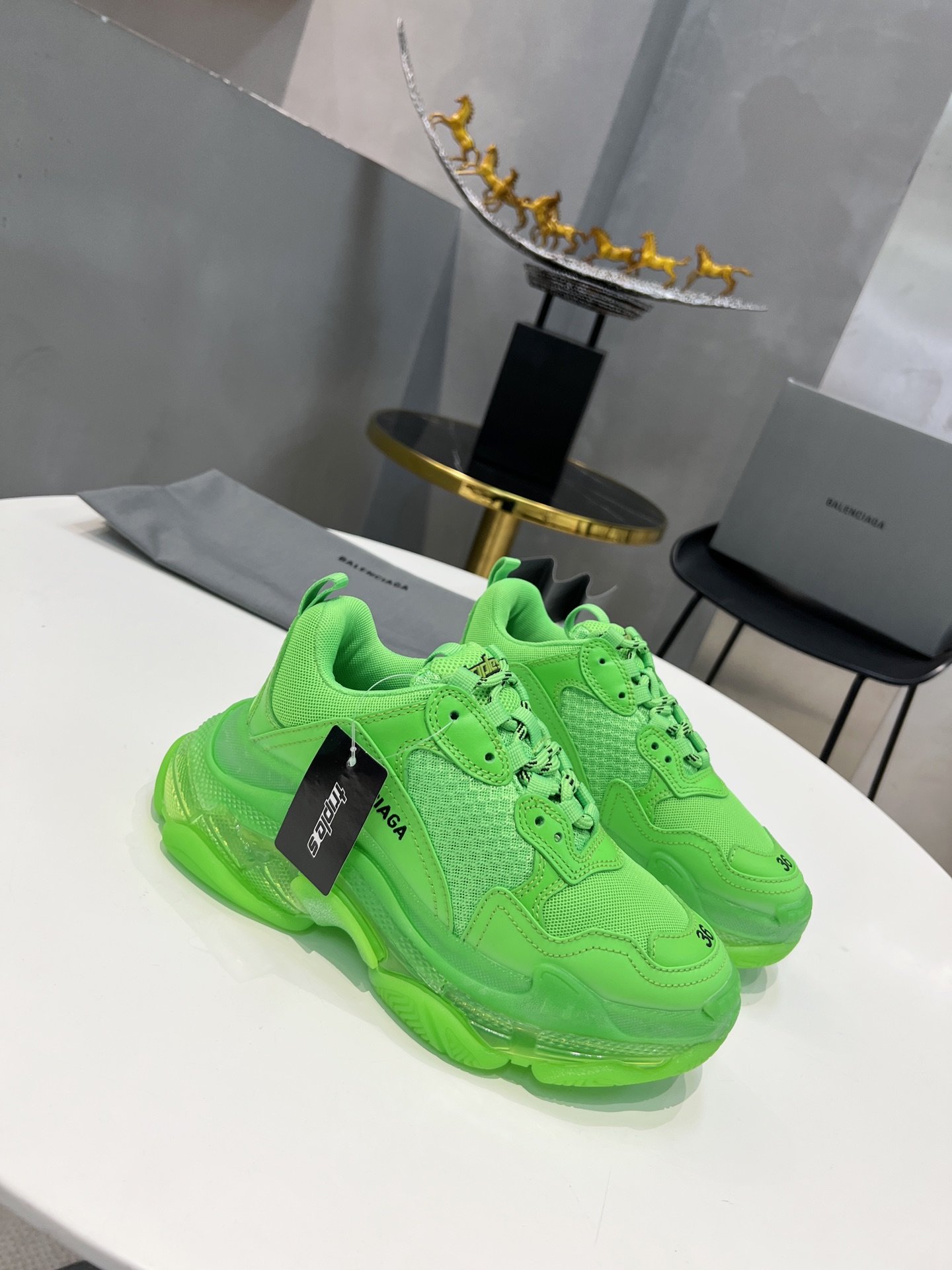Balenciaga Triple S Trainers Clear Sole Green For Women - Soul Replicas
