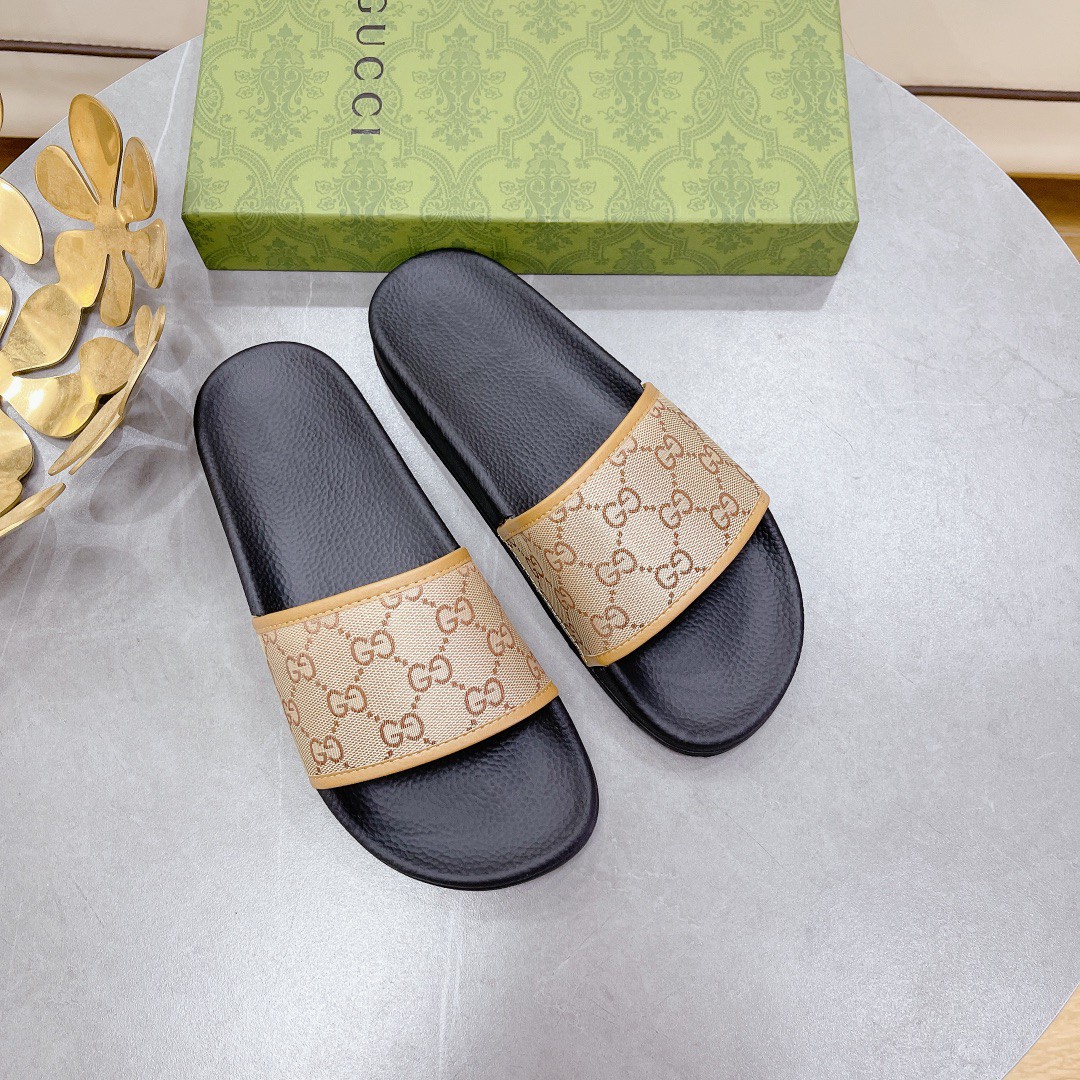 Gucci Women's Gucci Slide Sandal Black And Brown For Women 407345 - Soul Replicas