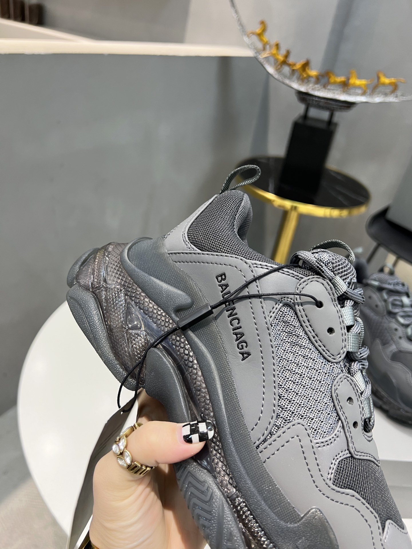 Balenciaga Triple S Trainers Clear Sole Grey For Women - Soul Replicas