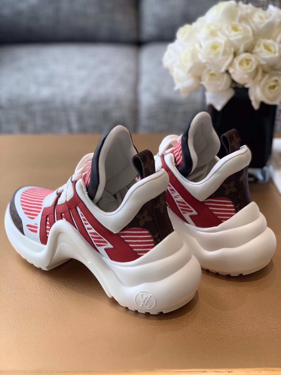 Louis Vuitton LV Archlight Sneaker Mix Of Materials Red For Women LV - Soul Replicas