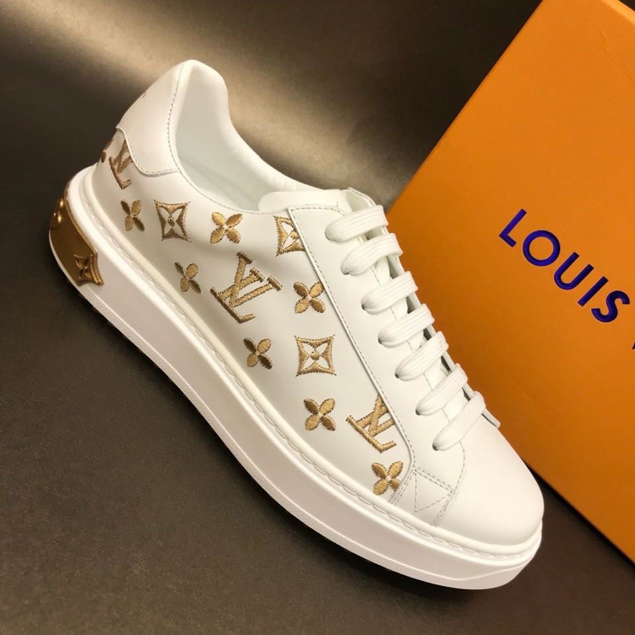 Louis Vuitton Time Out Sneakers White/Gold For Women LV - Soul Replicas