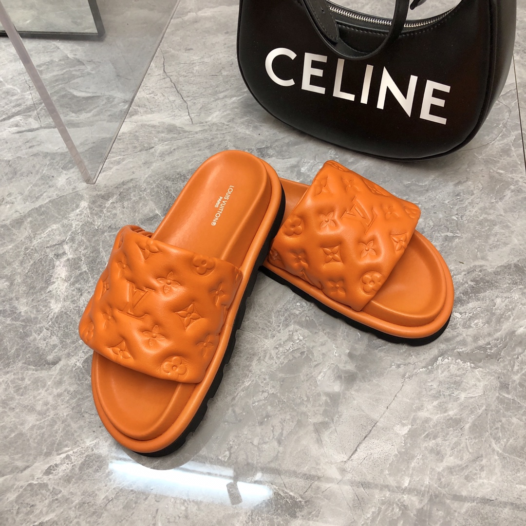 Louis Vuitton Women's Pool Pillow Flat Comfort Mule Orange For Women LV - Soul Replicas
