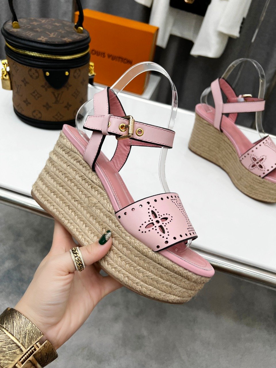 Louis Vuitton Women's Starboard Wedge Sandal Pink For Women LV - Soul Replicas