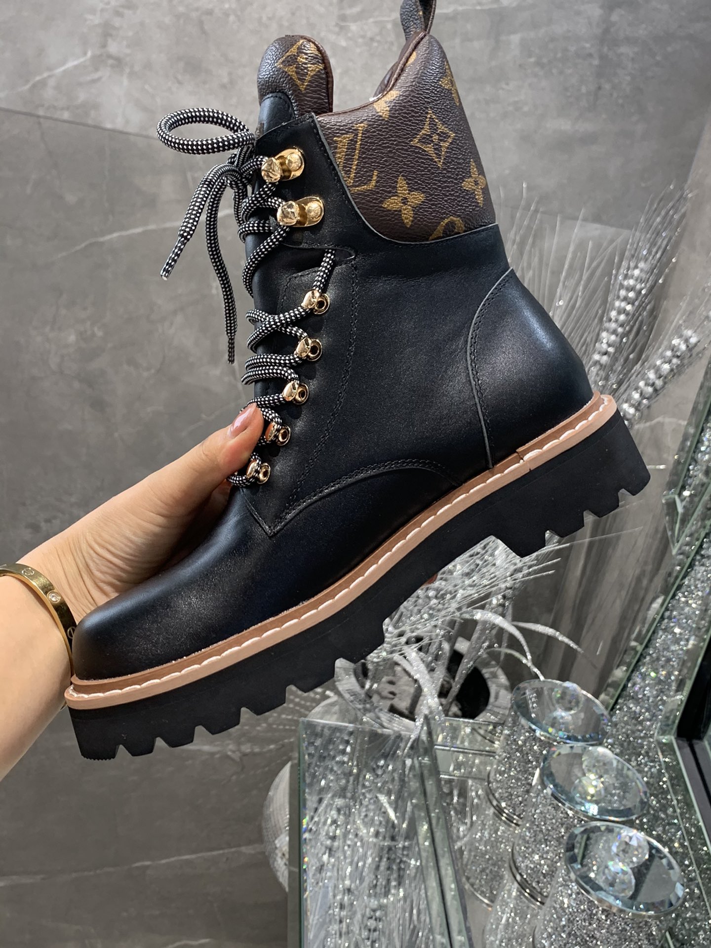 Louis Vuitton Women's Territory Flat Military Boot Black For Women LV 1A958N - Soul Replicas