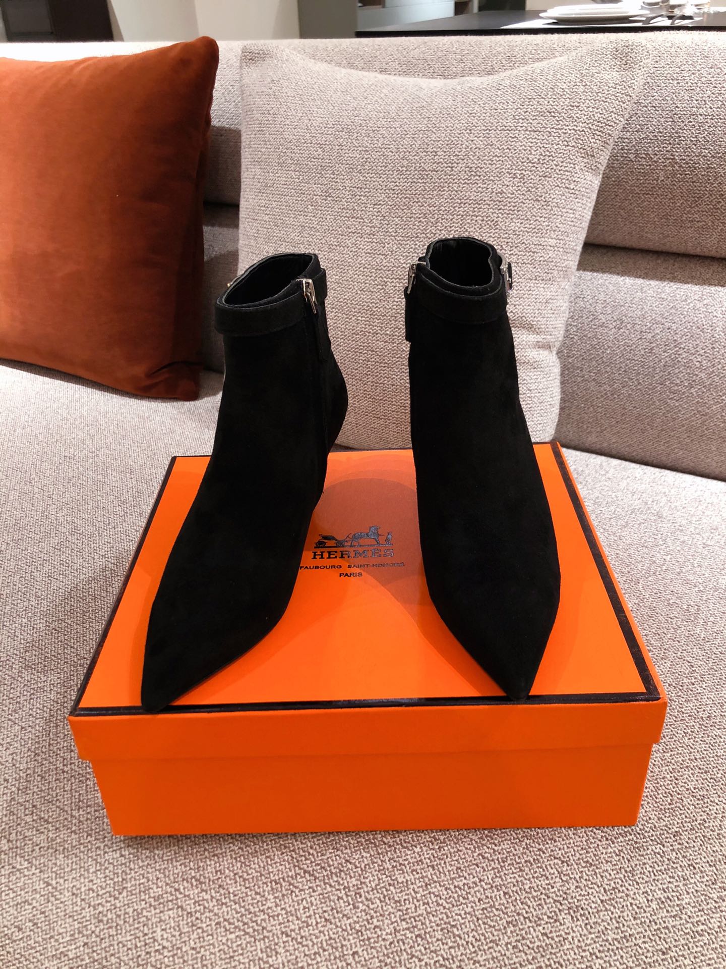 Hermes Blanche Ankle Boots Black For Women 2.4in/6cm H202012Z 02360 - Soul Replicas