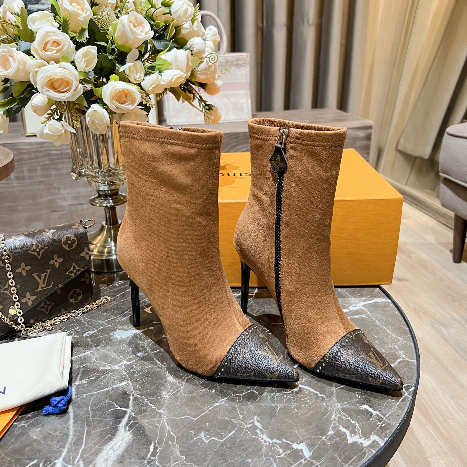 Louis Vuitton Women's Cherie Ankle Boots Beige For Women LV - Soul Replicas