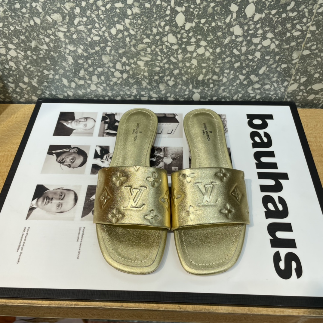 Louis Vuitton Women's Revival Flat Mule Gold For Women LV 1A9QKC - Soul Replicas