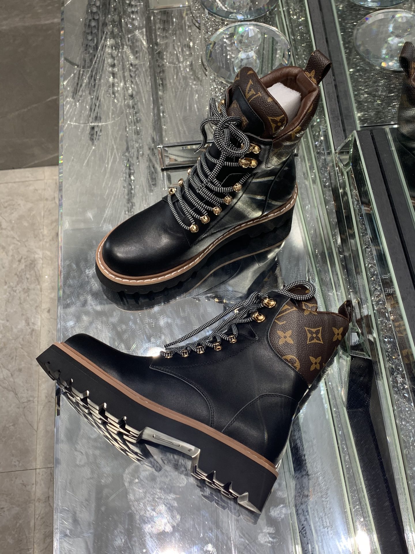 Louis Vuitton Women's Territory Flat Military Boot Black For Women LV 1A958N - Soul Replicas