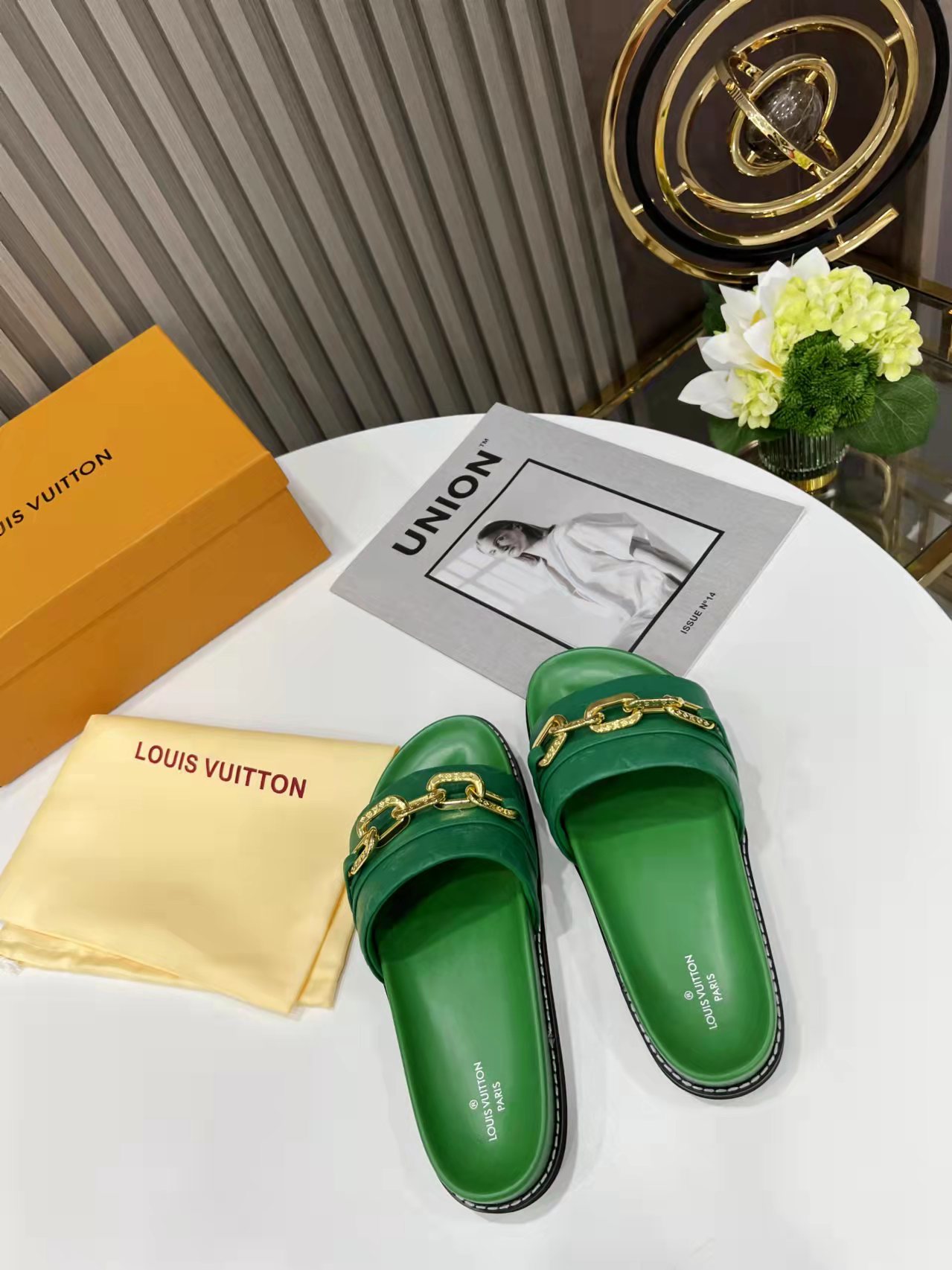 Louis Vuitton Sunset Flat Comfort Mule Green For Women LV 1A9RAK - Soul Replicas