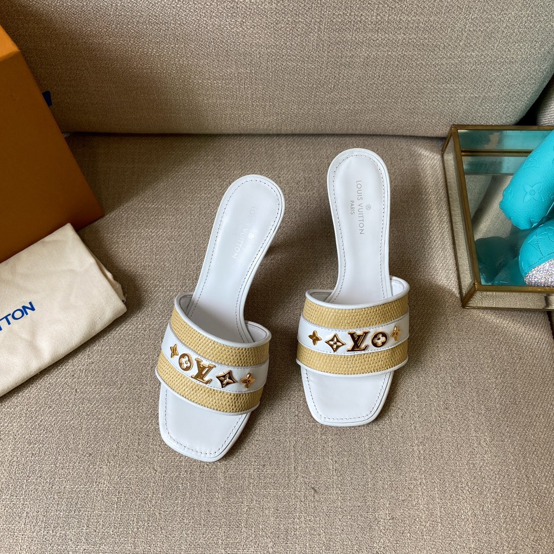 Louis Vuitton Women's Lock It Mule White For Women LV 3.7in/9.5cm - Soul Replicas