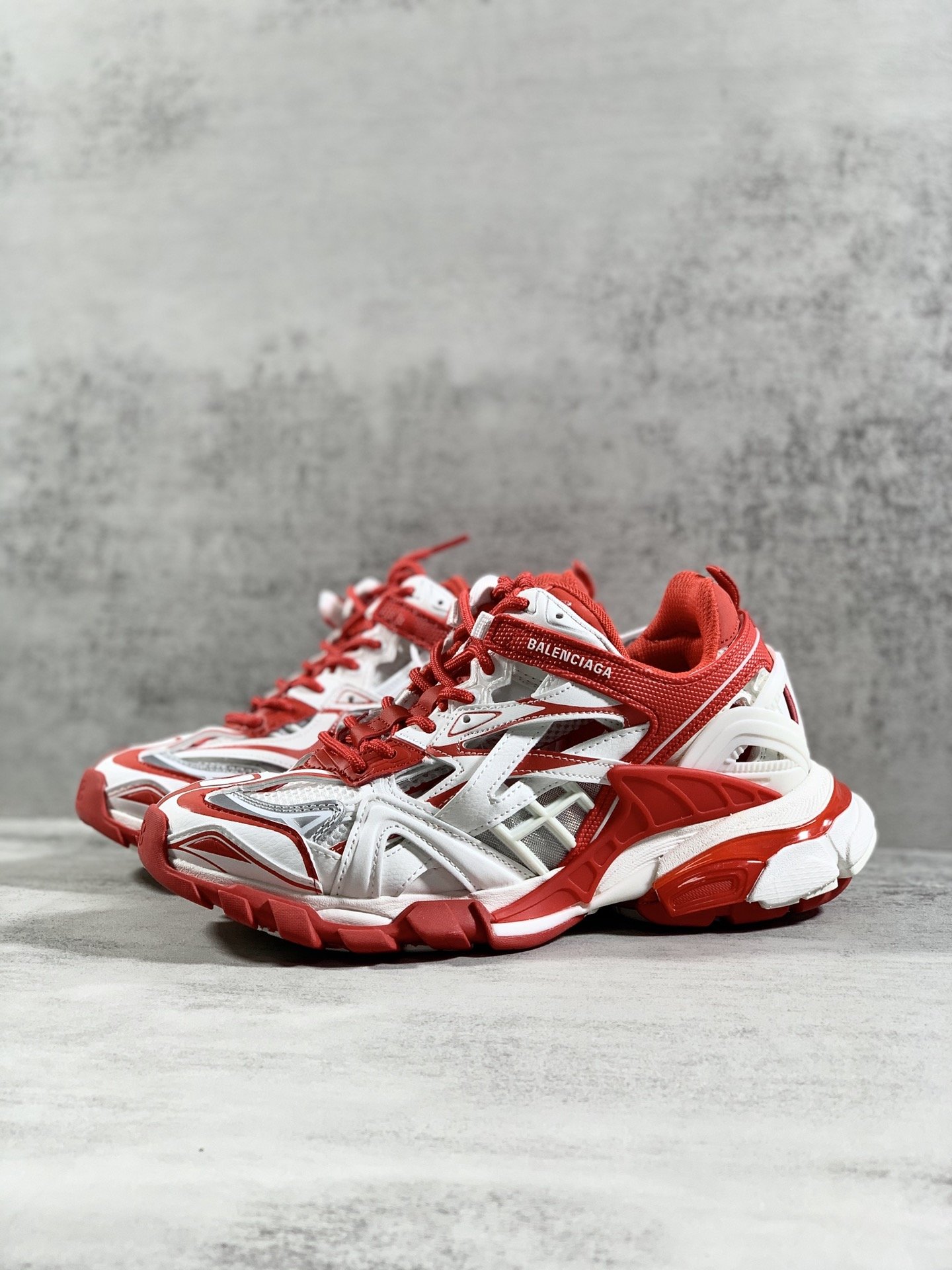 Balenciaga Track.2 Clear Sole Trainers White/Red For Women - Soul Replicas