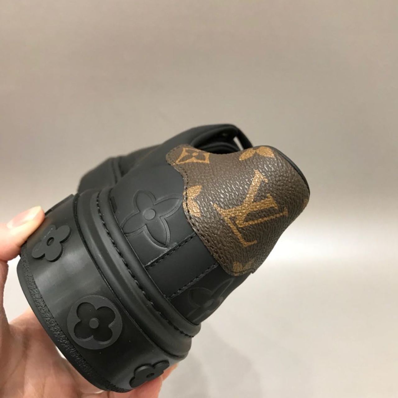 Louis Vuitton Time Out Sneaker Patent Monogram Material Black For Women LV - Soul Replicas