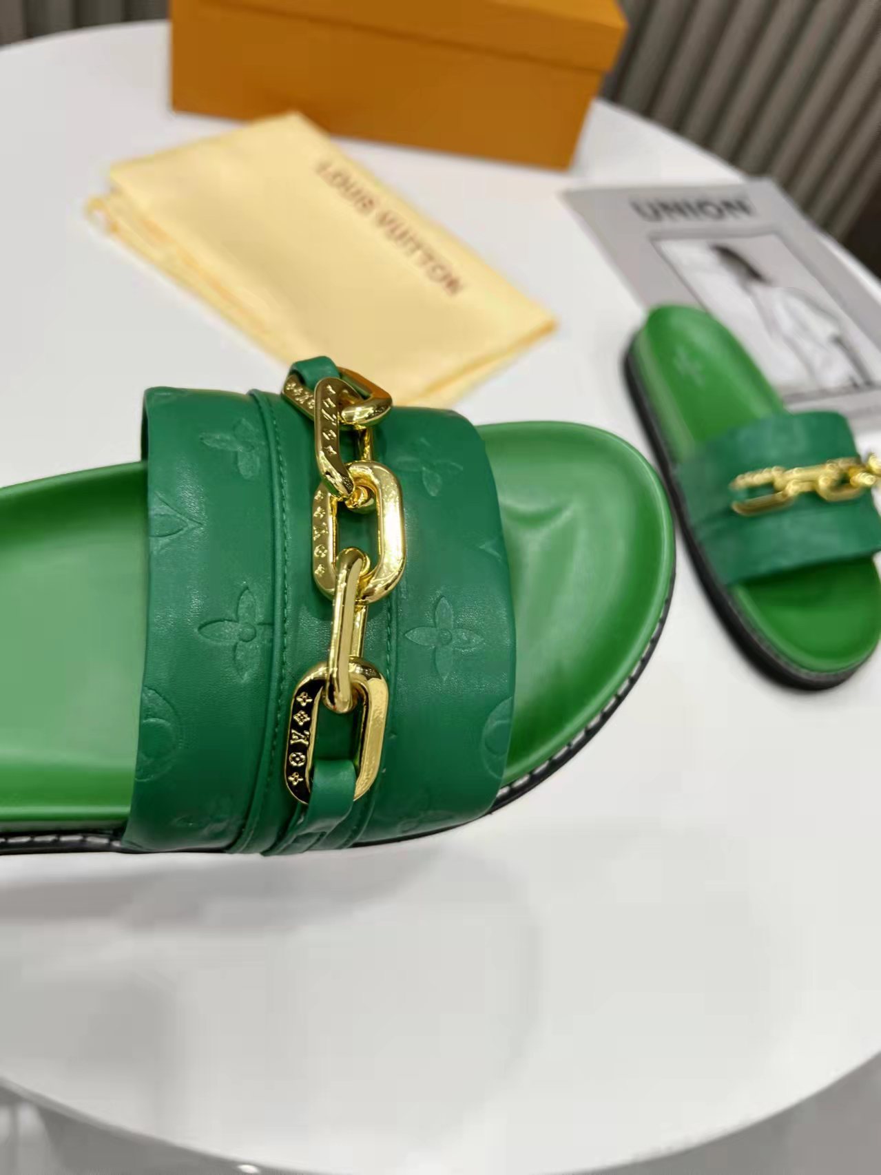 Louis Vuitton Sunset Flat Comfort Mule Green For Women LV 1A9RAK - Soul Replicas