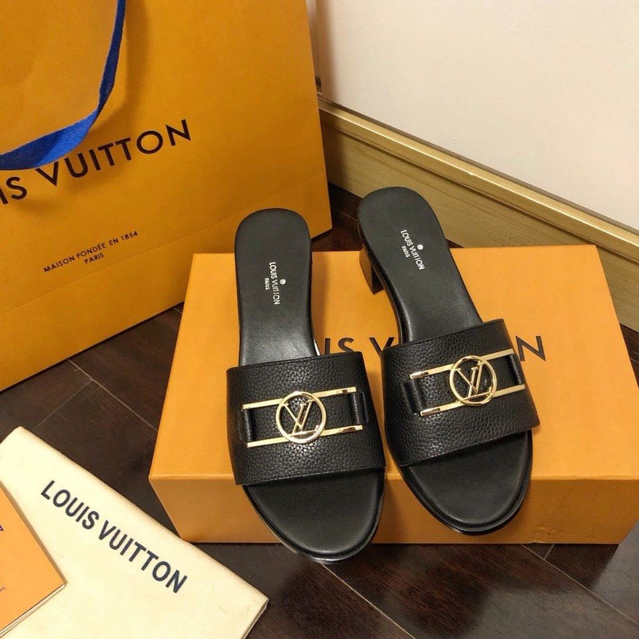 Louis Vuitton Lock It Mule Black For Women LV - Soul Replicas