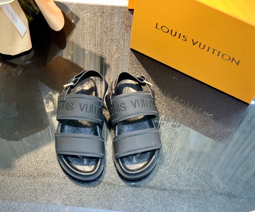 Louis Vuitton Women's Paseo flat Comfort Sandal Black For Women LV - Soul Replicas