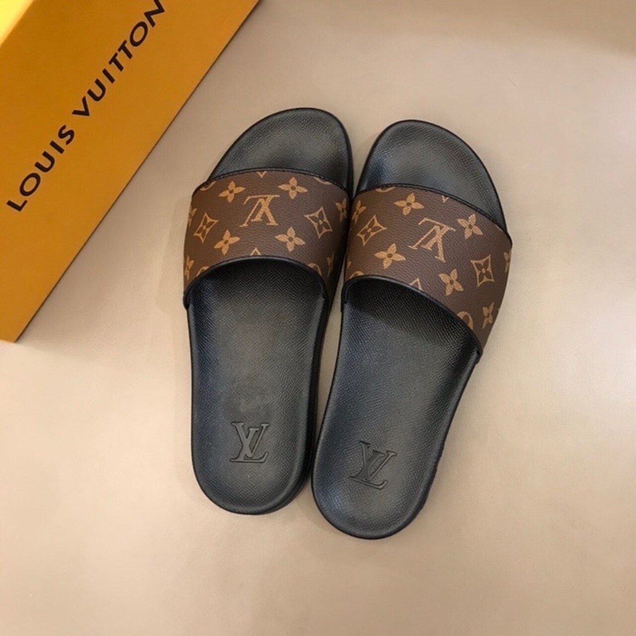 Louis Vuitton Waterfront Mule Monogram Rubber Brown For Men LV 1A3PSD - Soul Replicas
