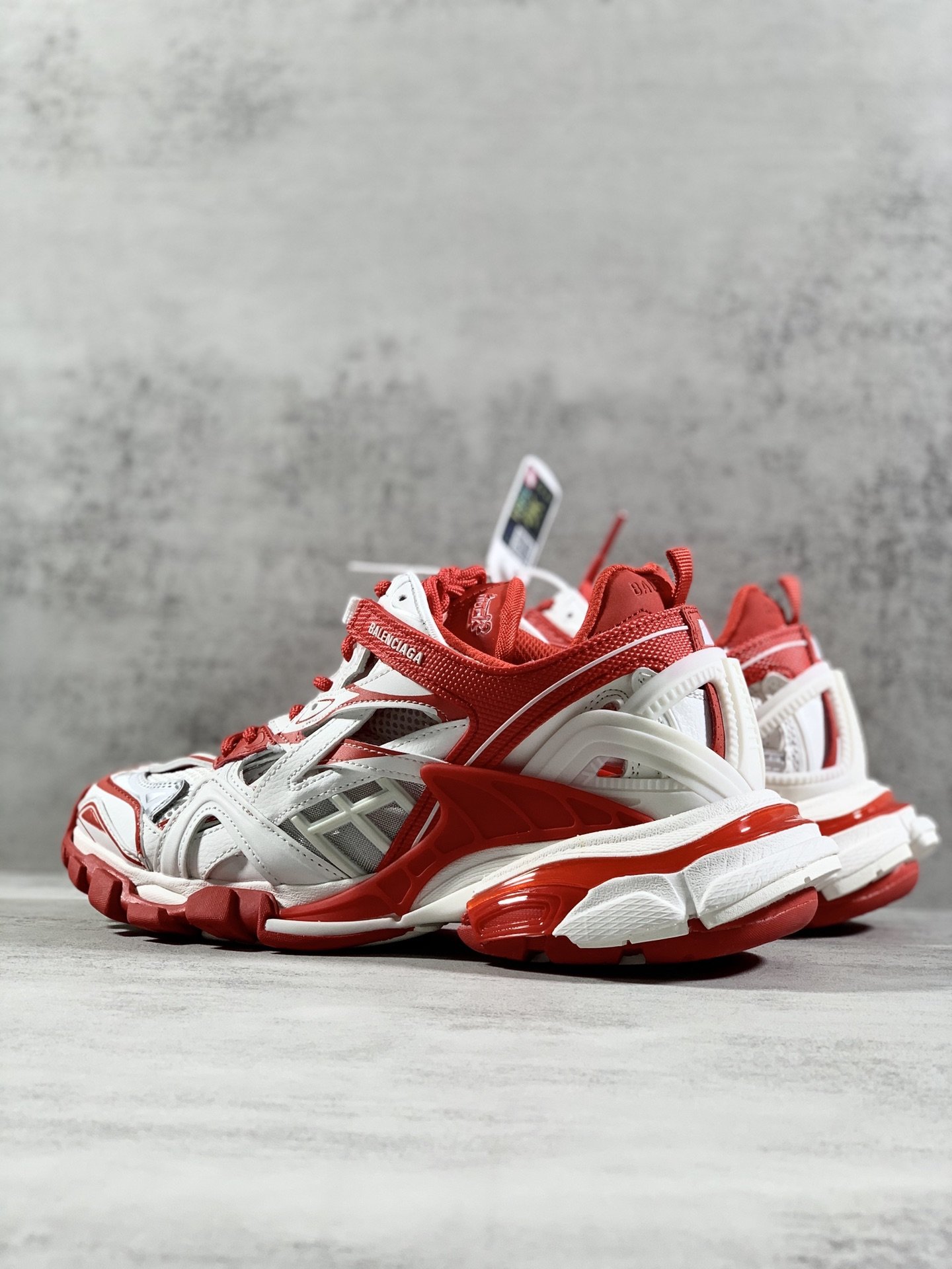 Balenciaga Track.2 Clear Sole Trainers White/Red For Women - Soul Replicas