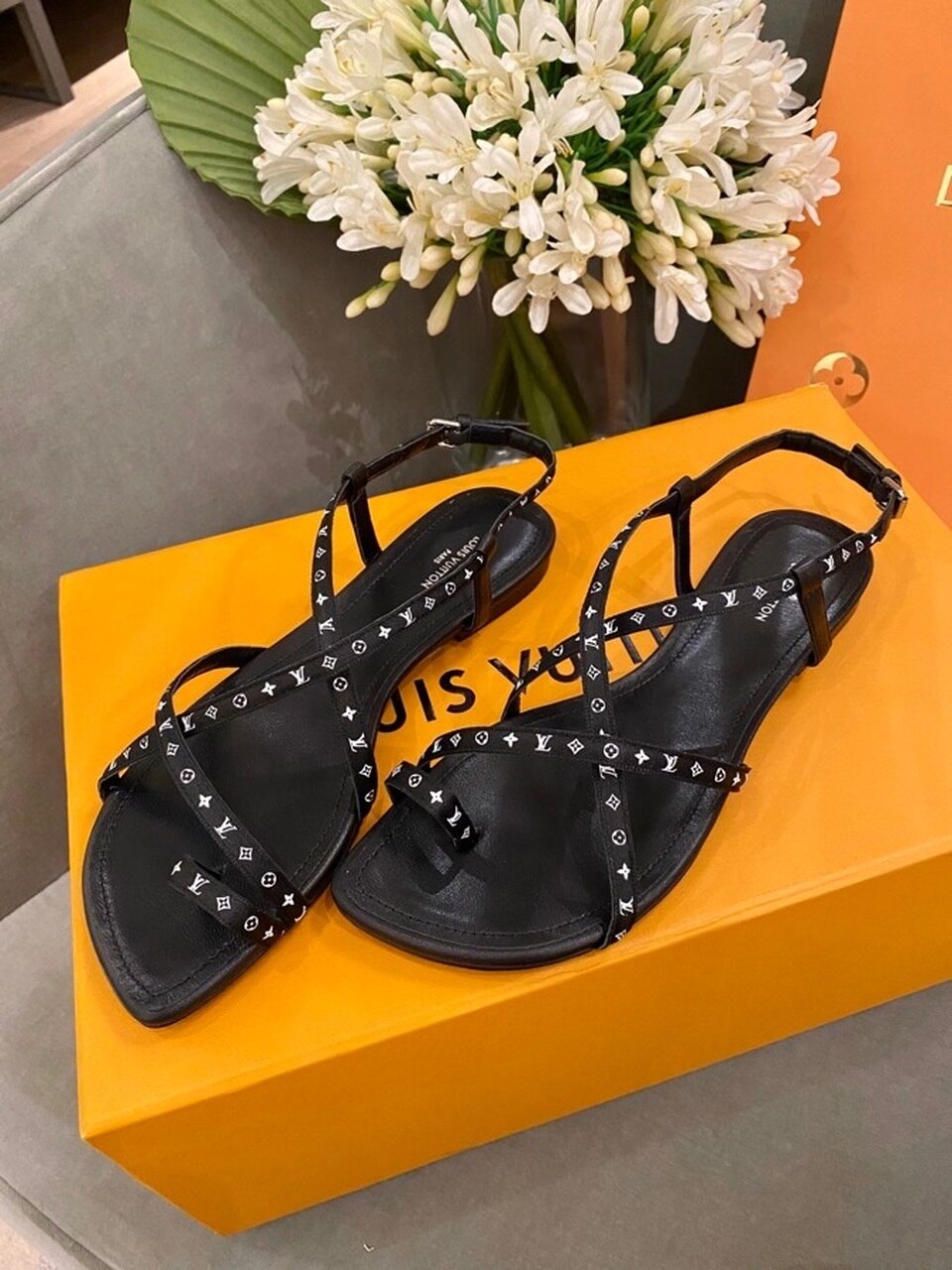 Louis Vuitton Citizen Flat Sandal Satin Black For Women LV - Soul Replicas