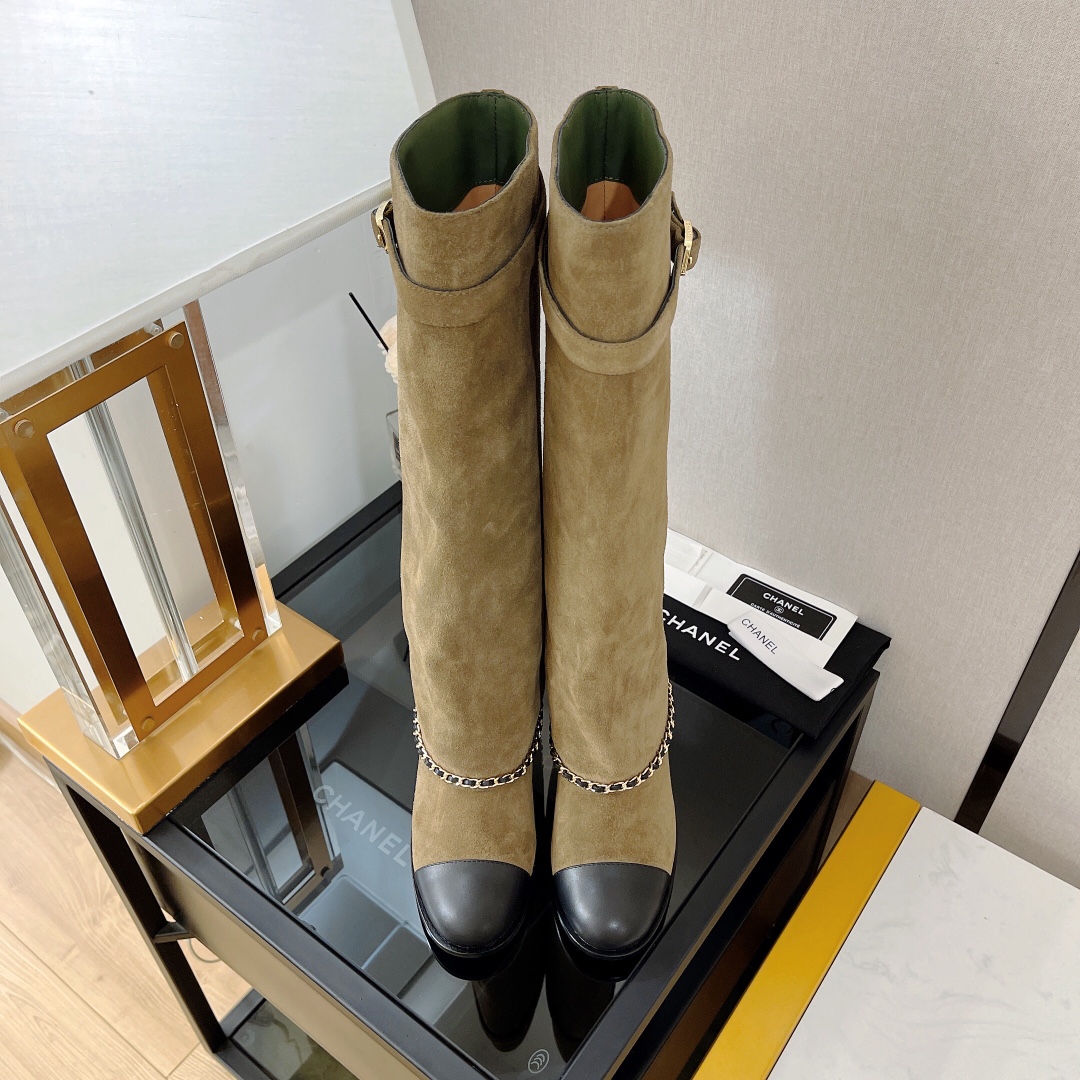 Chanel Women's High Boots Brown For Women 2.5in/6.5cm - Soul Replicas