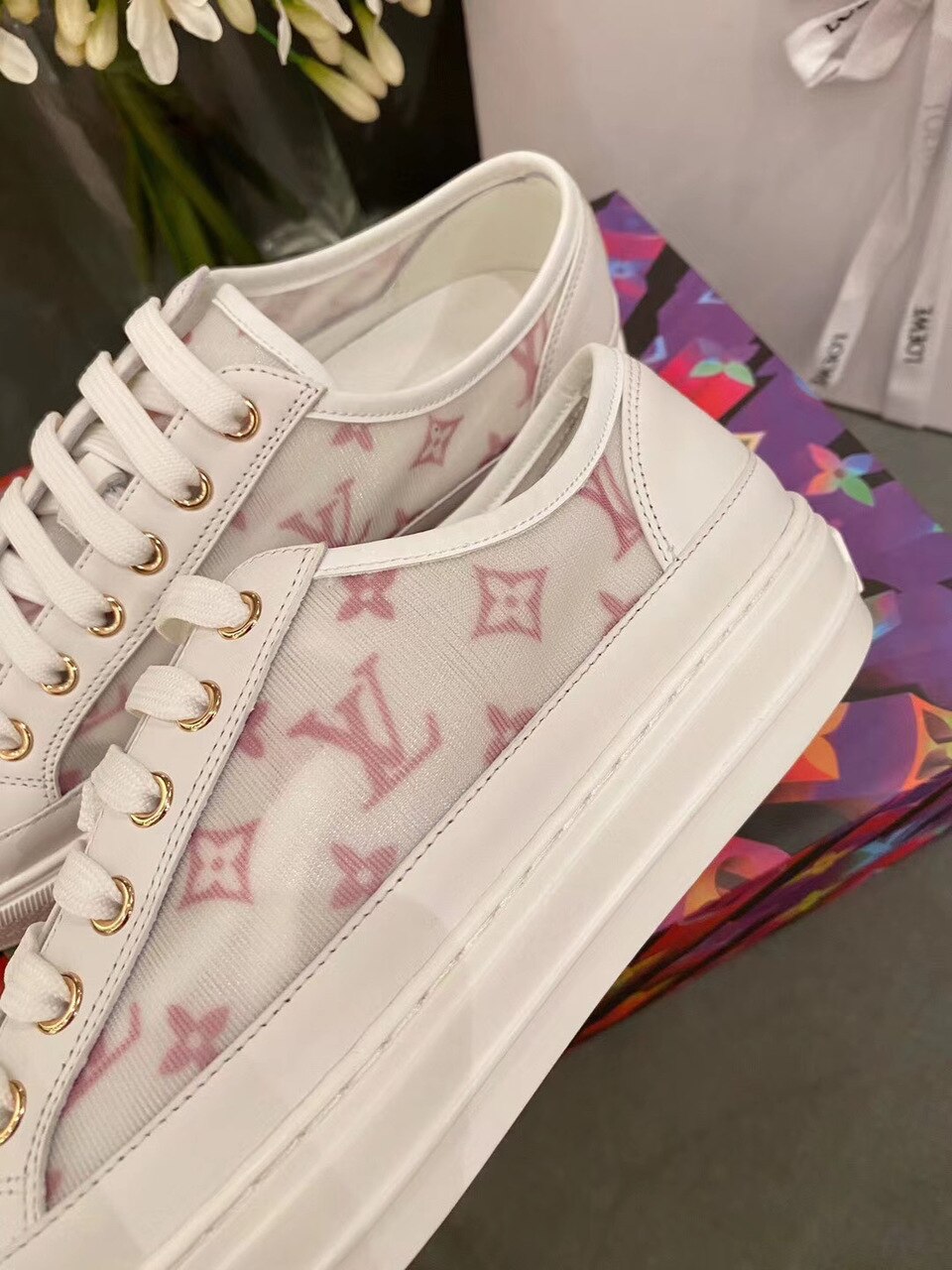 Louis Vuitton Stellar Sneaker Technical Fabric Pink/White For Women LV - Soul Replicas