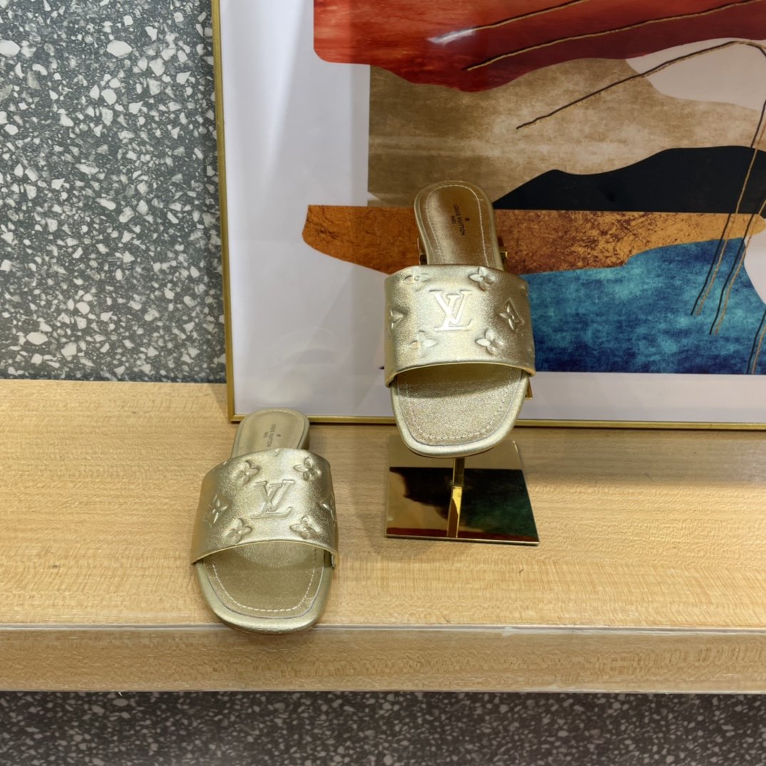 Louis Vuitton Women's Revival Flat Mule Gold For Women LV 1A9QKC - Soul Replicas
